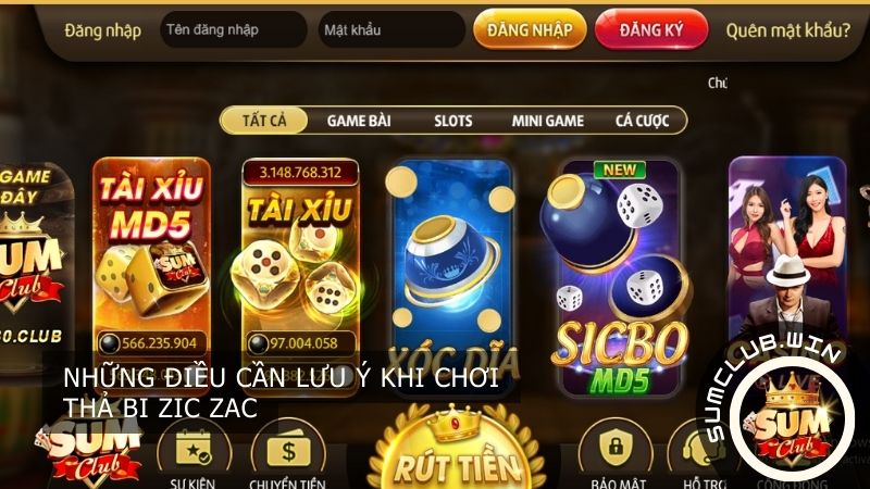 Những điều cần lưu ý khi chơi Thả Bi Zic Zac